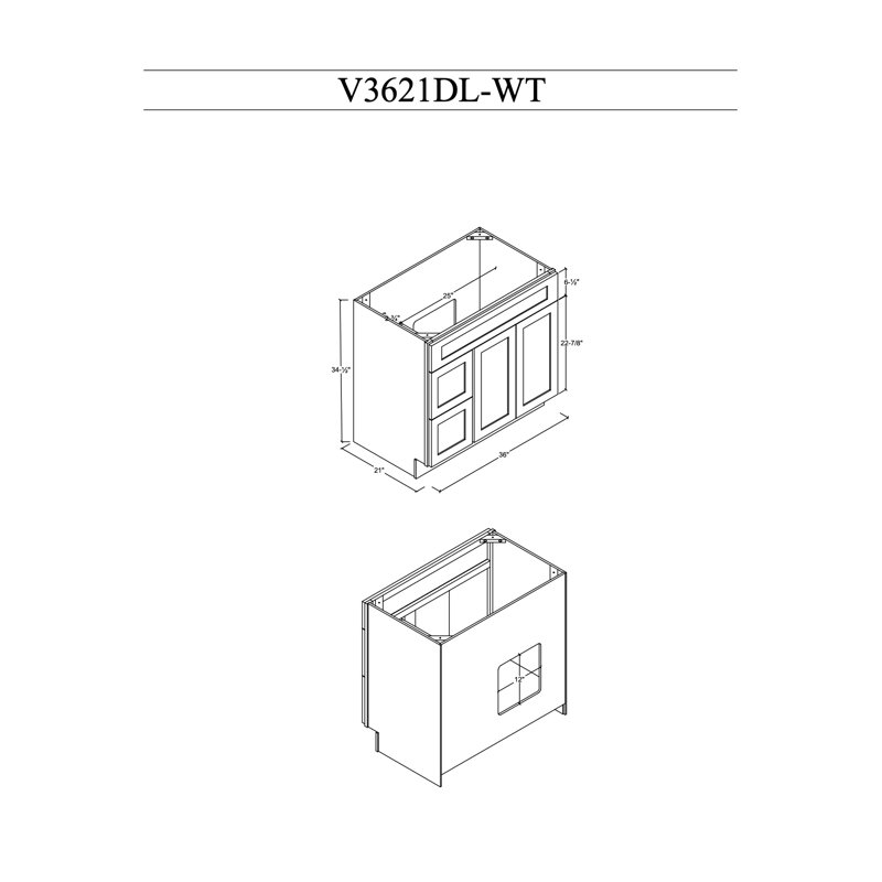 Disar 36'' Bathroom Vanity With Drawer Right Base Only Wayfair